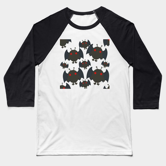 Mothman Emoji Pattern Baseball T-Shirt by goblinbabe
